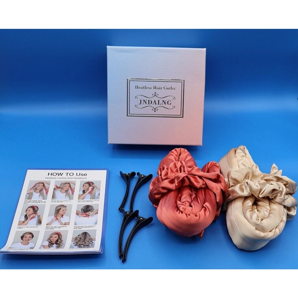 JNDALNG Heatless Hair Curlers 1 Pair 4 Clips & Directions Silk Ribbon